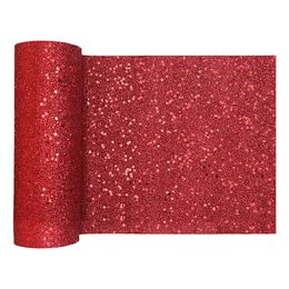 Bordslöpare Tjock Röd Glitter