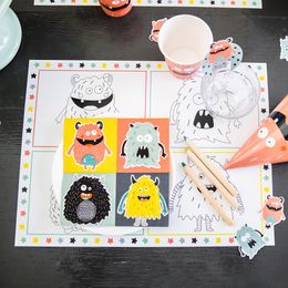 Bildspel - Bordstabletter Målarduk Monster Bash