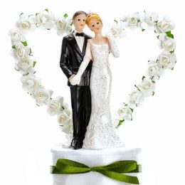 Bryllupsfigur Brudepar med Hjerte Hvid