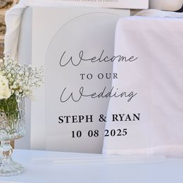 Bildspel - Bröllopsskylt Welcome med Bokstäver Svart/Vit