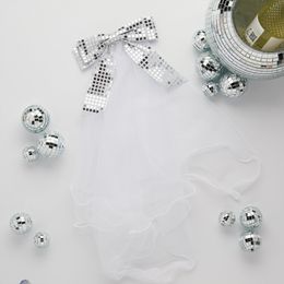 Bildspel - Brudslöja med Rosett Silver Holografisk