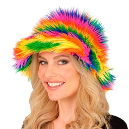 Bildspel - Bucket Hat Fluffig Regnbåge