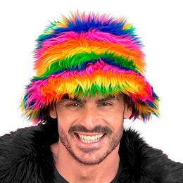 Bildspel - Bucket Hat Fluffig Regnbåge