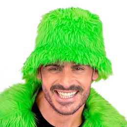 Bildspel - Bucket Hatt Fluffig Neongrön