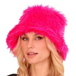 Lysbildefremvisning - Bucket-hatt Fluffy Neonrosa