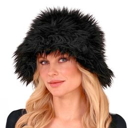 Lysbildefremvisning - Bucket-hatt Fluffy Svart