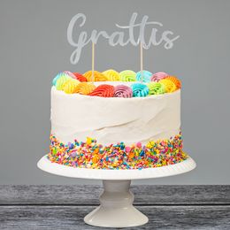 Bildspel - Cake Topper Grattis Silver