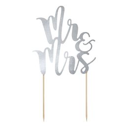 Cake Topper Mr & Mrs Silver