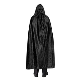 Lysbildefremvisning - Cape med hette fløyel svart/rød