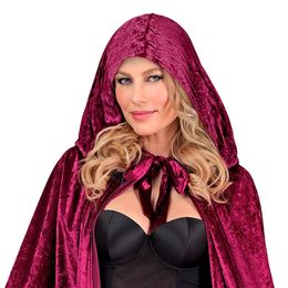 Lysbildefremvisning - Kappe med hætte fløjl vinrød