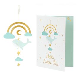 Kort med Hängande Dekoration Val Ljusblå