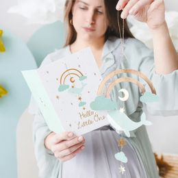 Bildspel - Kort med Hängande Dekoration Val Ljusblå