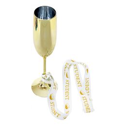 Bildspel - Champagneglas Student Guld med Band