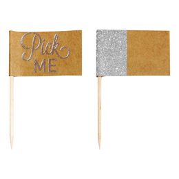 Cocktailflaggor Silver/Natur