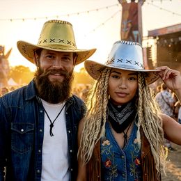 Bildspel - Cowboyhatt Guld med Sömmar
