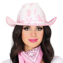 Bildspel - Cowboyhatt med Komönster Rosa/Vit
