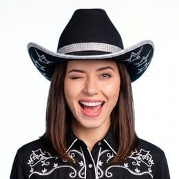 Bildspel - Cowboyhatt med Strass Stjärnor Svart