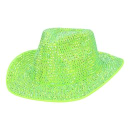 Cowboyhatt med Strass UV Neongrön