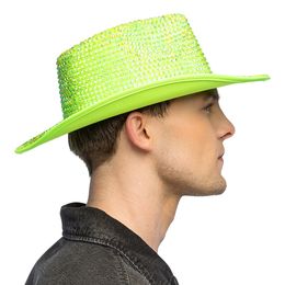 Bildspel - Cowboyhatt med Strass UV Neongrön