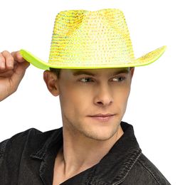 Bildspel - Cowboyhatt med Strass UV Neongul