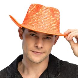 Bildspel - Cowboyhatt med Strass UV Neonorange