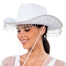 Cowboyhatt med Strass Vit
