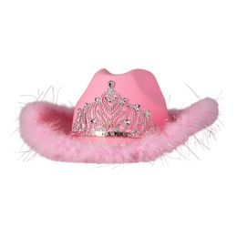 Cowboyhatt Rosa med Fluff