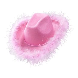 Cowboyhatt Rosa med Fluff