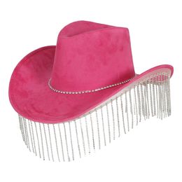 Cowboyhat Lyserød med Strass