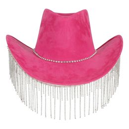 Lysbildefremvisning - Cowboyhat Lyserød med Strass