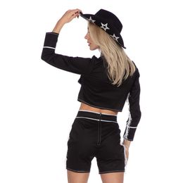 Bildspel - Cowgirl med Shorts Svart Maskeraddräkt