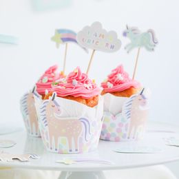 Diaesitys - Cupcake Wrappers Kit Unicorns & Rainbows