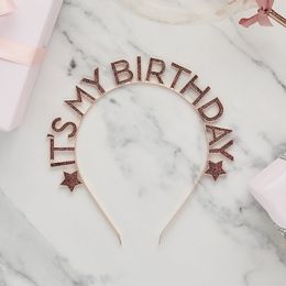 Bildspel - Diadem Happy Birthday Roséguld i Metall