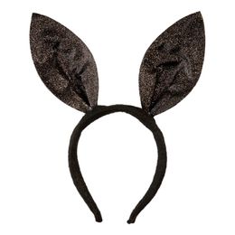 Diadem Kaninöron Svarta Glittriga