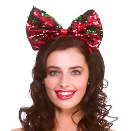 Diadem med Pailletsløjfe Rød/Grøn