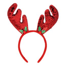 Punainen poronsarvi-hiuspanta paljeteilla