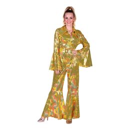 Disco Jumpsuit Gul/Färgskimrande Maskeraddräkt