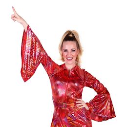 Bildspel - Disco Jumpsuit Röd/Färgskimrande Maskeraddräkt