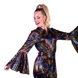 Bildspel - Disco Jumpsuit Svart/Färgskimrande Maskeraddräkt