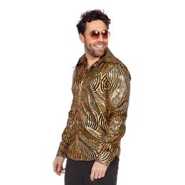 Bildspel - Discoskjorta Guld Mönstrad