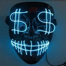 Lysbildefremvisning - El Wire Dollarsign LED Maske