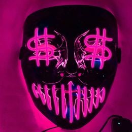 Lysbildefremvisning - El Wire Dollarsign LED Maske