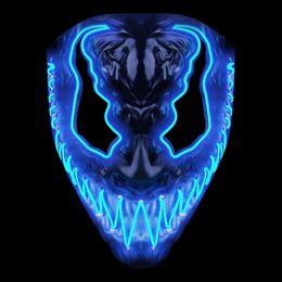 El Wire Djævel Blå LED Maske