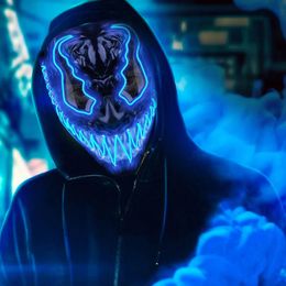 Lysbildefremvisning - El Wire Djævel Blå LED Maske