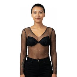Fishnet Body Långärmad med Strass