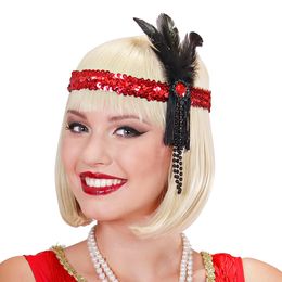 Bildspel - Flapper Pannband med Fjädrar