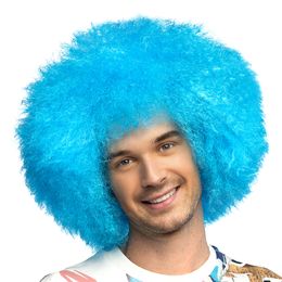 Bildspel - Fluffig Neonblå Peruk