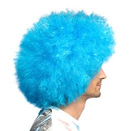 Bildspel - Fluffig Neonblå Peruk