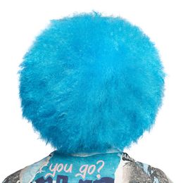 Bildspel - Fluffig Neonblå Peruk