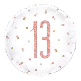 Folieballong 13 Vit/Roséguld Prickig